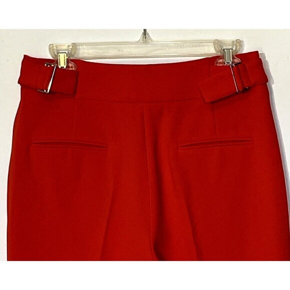 New Zara Red Wide Leg Stretch Culottes Crop Pants Trousers - Made in Spain - Picture 5 of 7